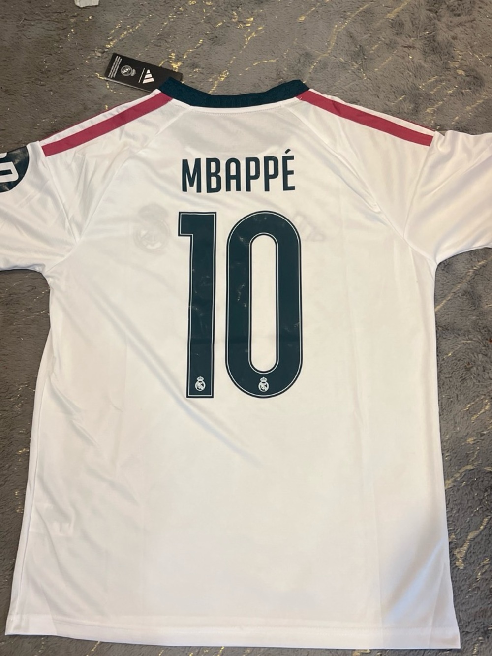 adidas White Mbappé #10 Soccer Jersey with Dark Navy and Pink Accents